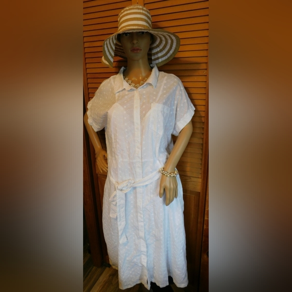 Time and Tru Dresses Time And Tru Womens Belted Midi Shirt Dress